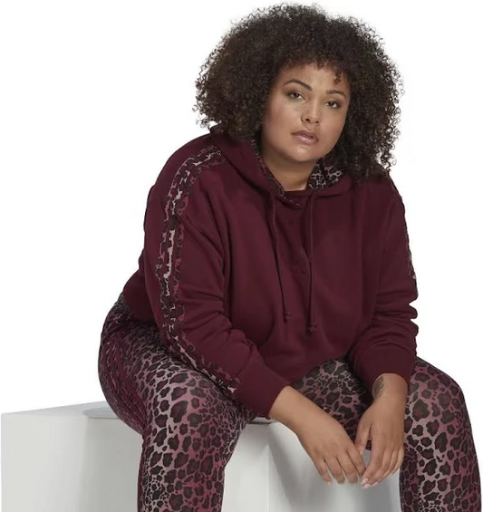 Adidas Originals Women's Plus Size Cotton Logo Long-Sleeve Hoodie
