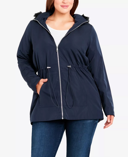 Avenue Women’s Plus Size Faux Fur Lightweight Coat