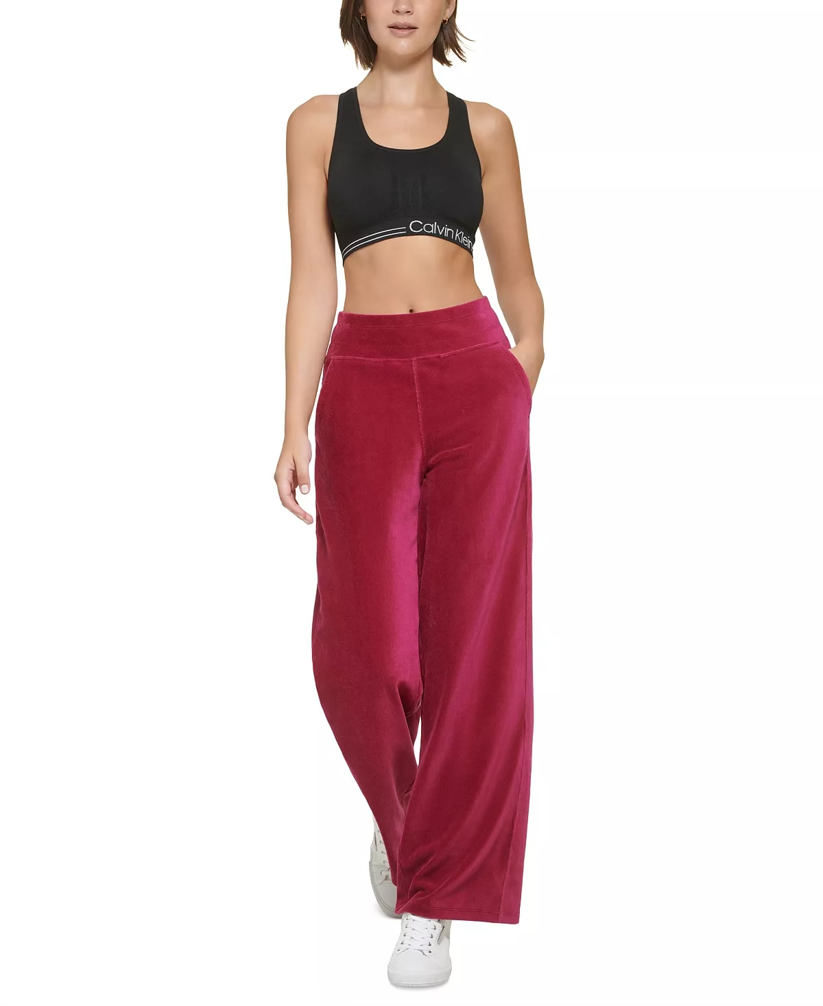 Calvin Klein Performance Women's Wide-Leg Velour Pants