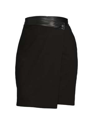 Calvin Klein Women's Plus Faux Leather Trim Pencil Skirt