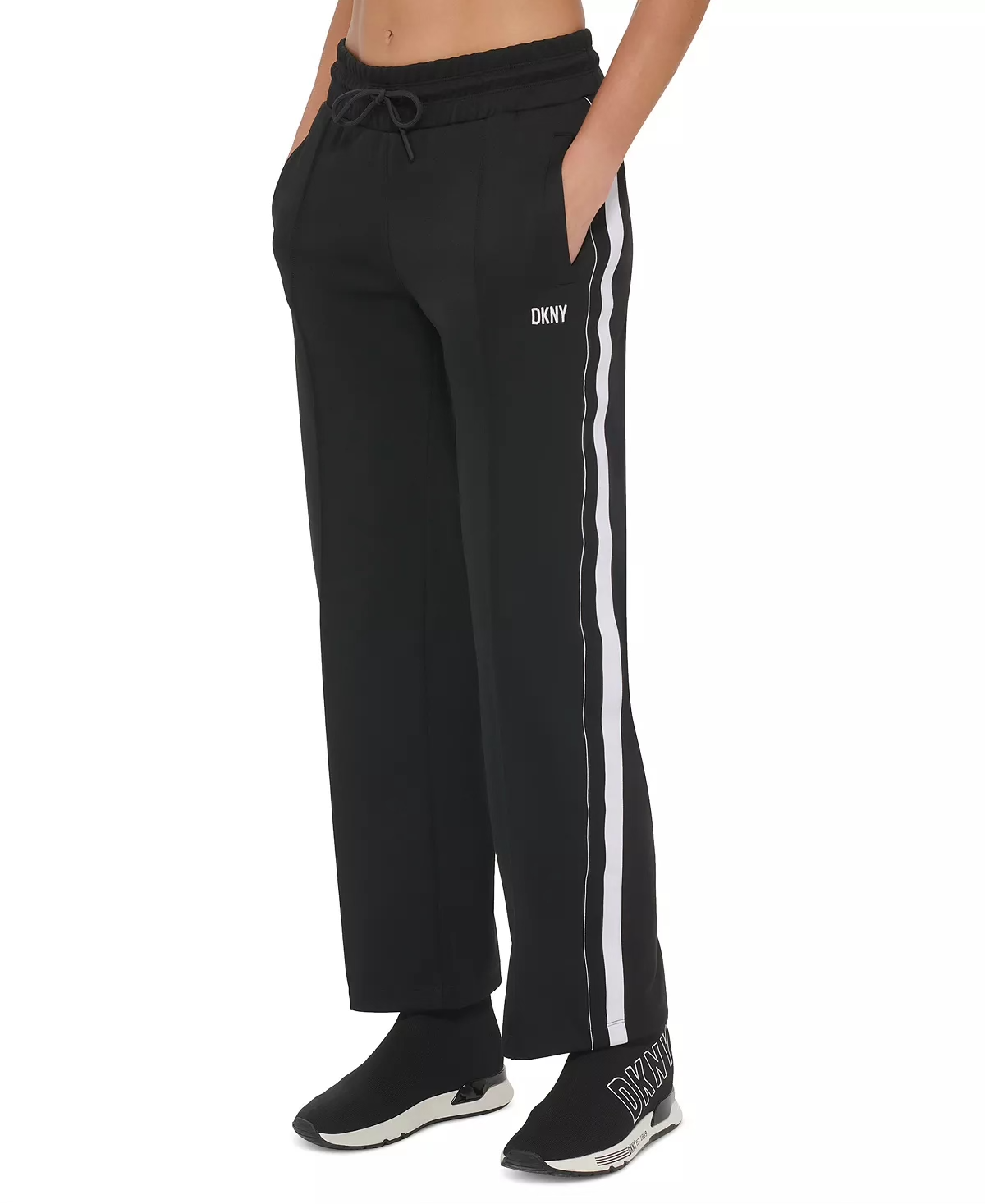 DKNY Sport Women's High-Rise Side-Stripe Drawstring Pants
