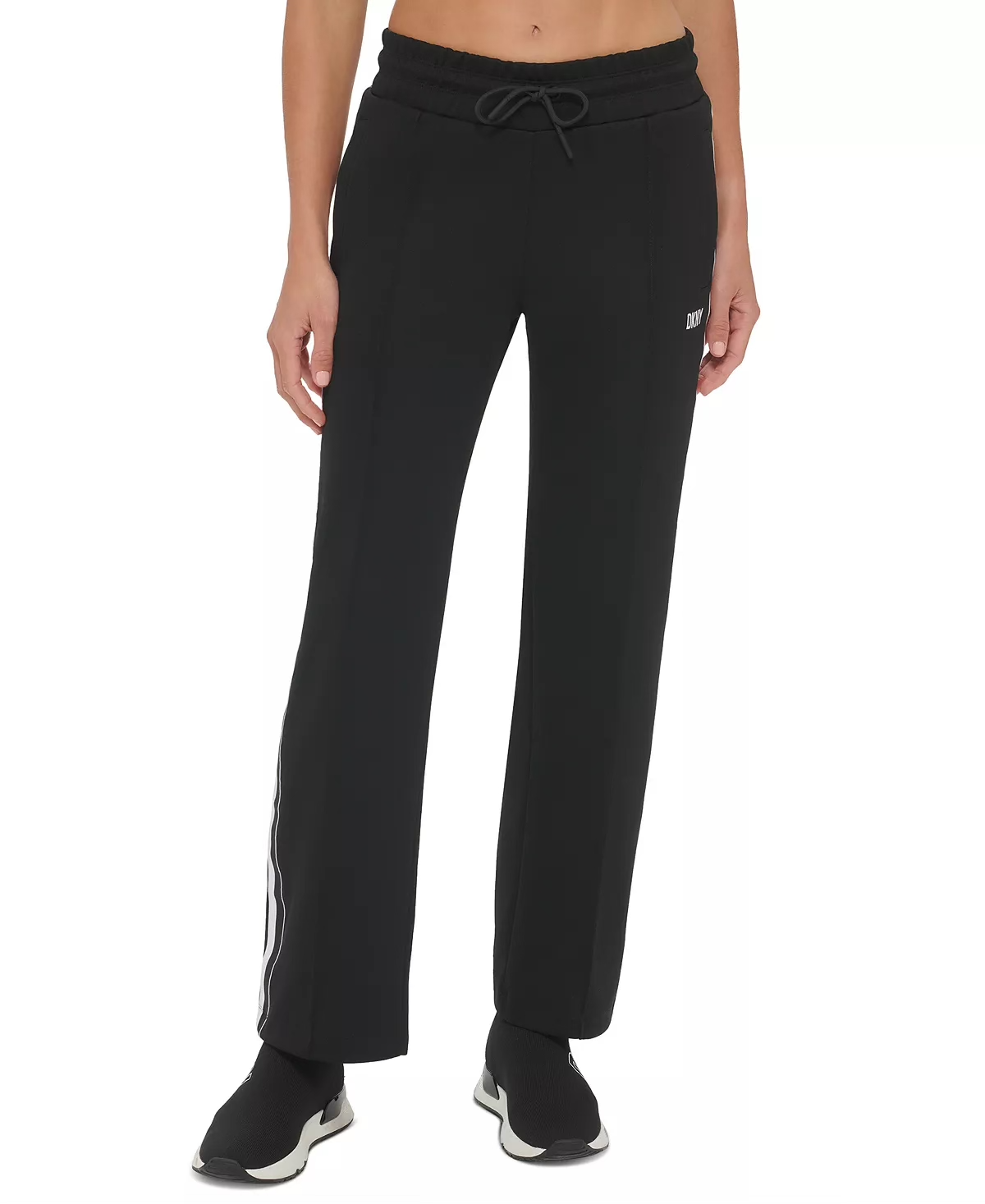 DKNY Sport Women's High-Rise Side-Stripe Drawstring Pants