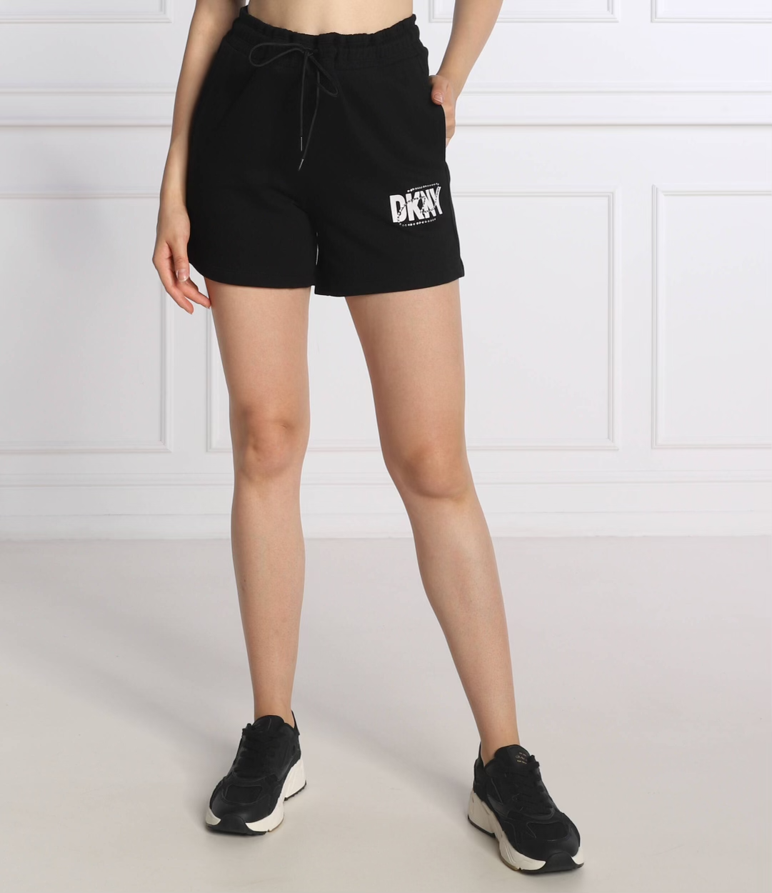DKNY Sport Women's Two-Tone Rhinestone Logo Shorts