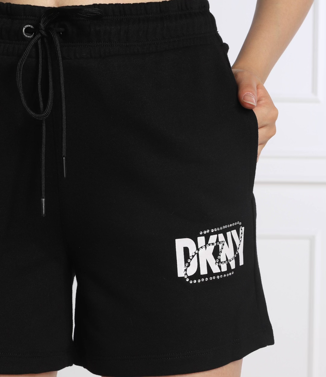 DKNY Sport Women's Two-Tone Rhinestone Logo Shorts