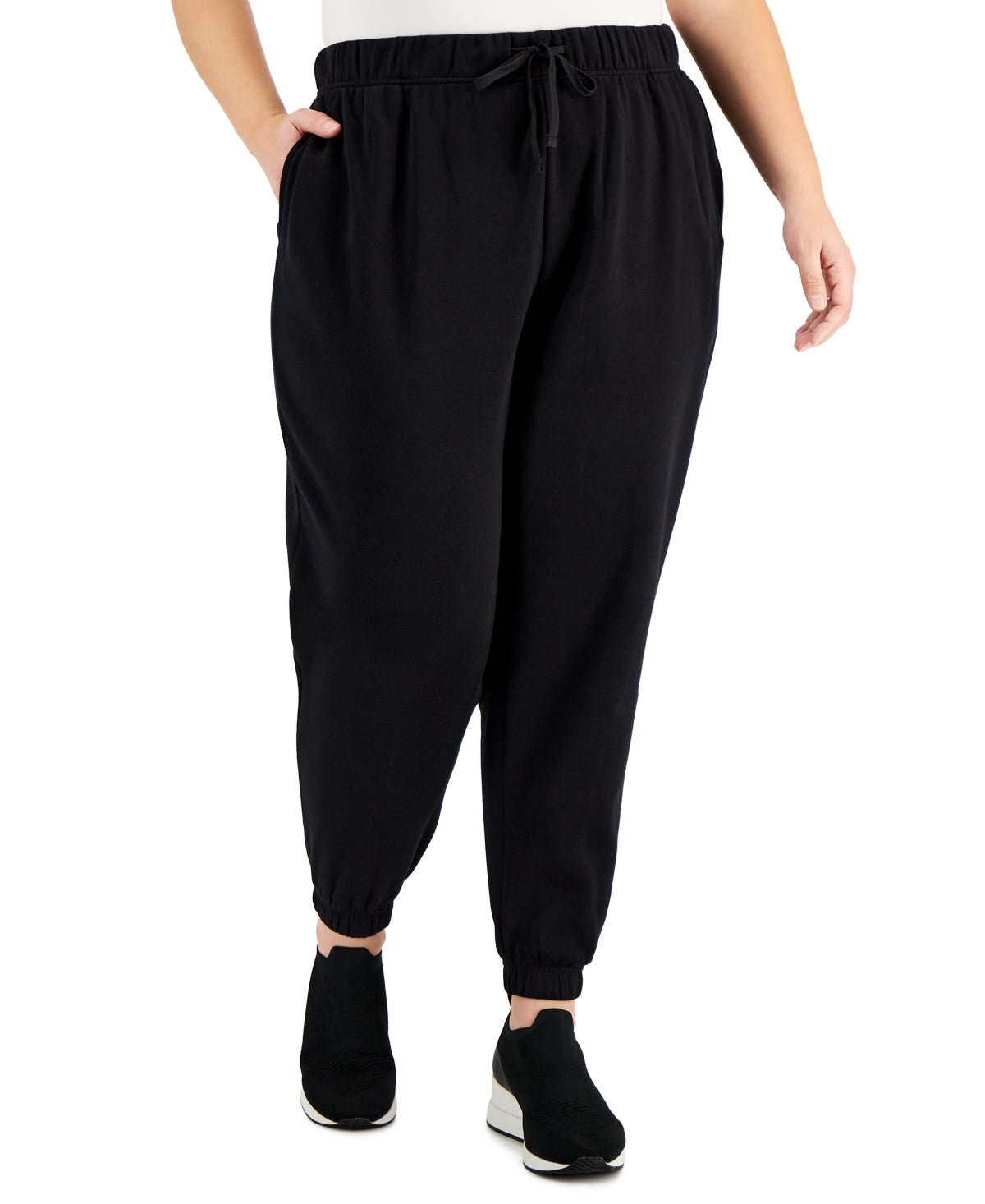 ID Ideology Women's Plus Size Solid Fleece Jogger Pants