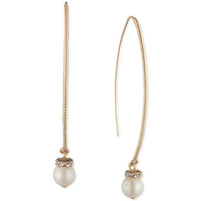 Lauren Ralph Lauren Gold-Tone Pave & Imitation Pearl Twisted Rope Threader Earrings