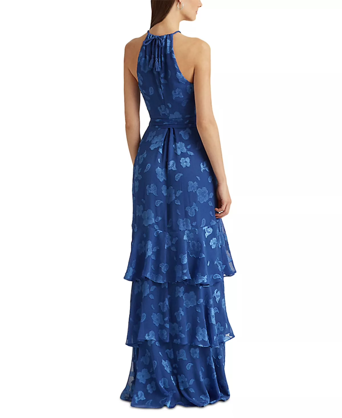 Lauren Ralph Lauren Women's Floral Jacquard Halter Gown