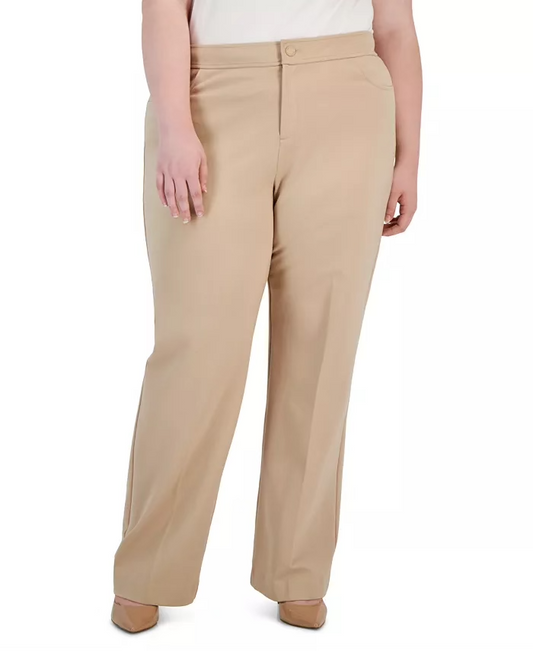 Anne Klein Women's Plus Size Straight-Leg High-Rise Pants