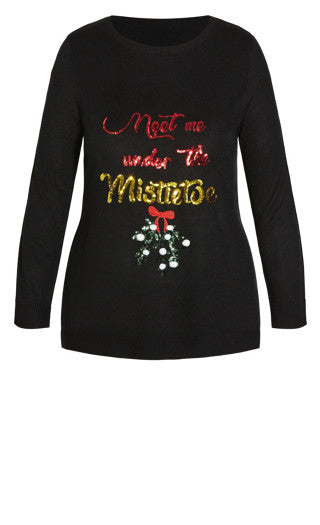 Avenue Women's Plus Size Mistletoe Sequin Sweater