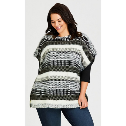 Avenue Women's Plus Size Crew Neckline Callie Jacquard Poncho