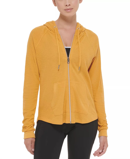 Calvin Klein Performance Women's Ruched-Sleeve Zip Hoodie