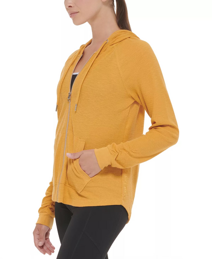 Calvin Klein Performance Women's Ruched-Sleeve Zip Hoodie