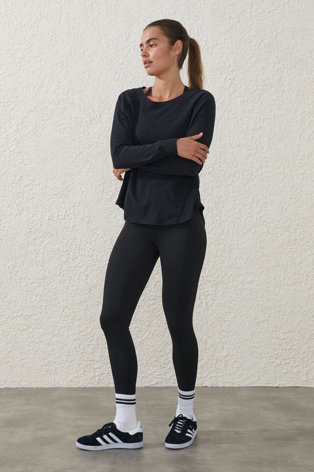 Cotton On Women's Active Rib Long Sleeve Top