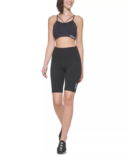 DKNY Sport Women's Mini Repeat Logo High Waist Bike Shorts