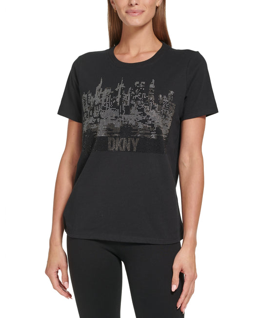 DKNY Sport Women's Rhinestone Cityscape Cotton T-Shirt