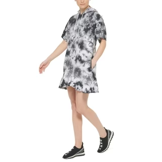 DKNY Sport Women's Tie-Dyed Short-Sleeve Flounce Dress