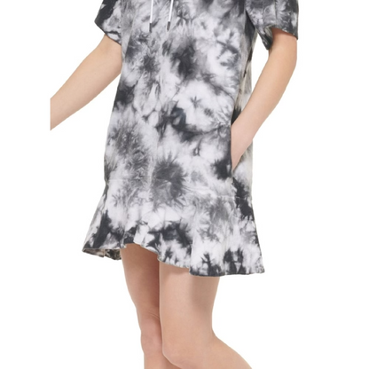 DKNY Sport Women's Tie-Dyed Short-Sleeve Flounce Dress