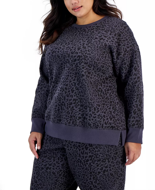 ID Ideology Plus Size Cheetah-Print Crewneck Pullover Sweatshirt