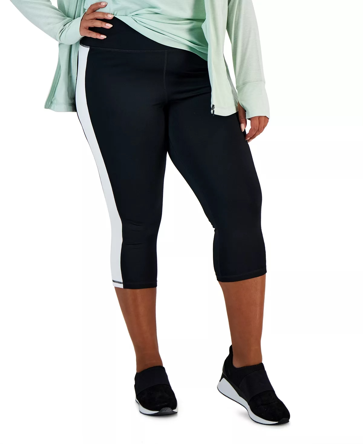 ID Ideology Women's Plus Size Essentials Colorblocked Cropped Leggings