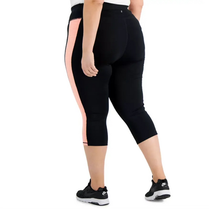ID Ideology Women's Plus Size Essentials Colorblocked Cropped Leggings