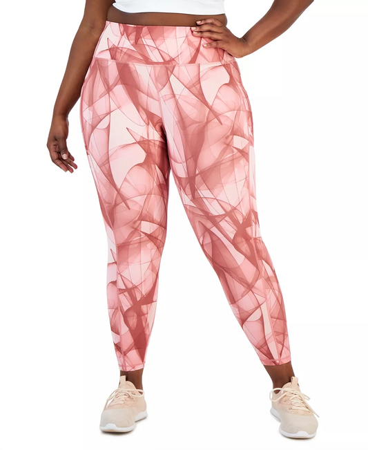 ID Ideology Women's Plus Size Swirling Smoke Printed 7/8-Leggings