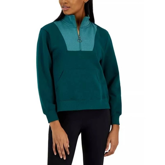 ID Ideology Women's Relaxed Colorblocked Zip Sweatshirt Pullover