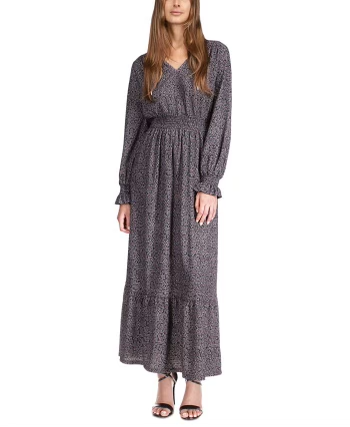 Michael Michael Kors Women's Paisley Long Sleeve Peasant Maxi Dress