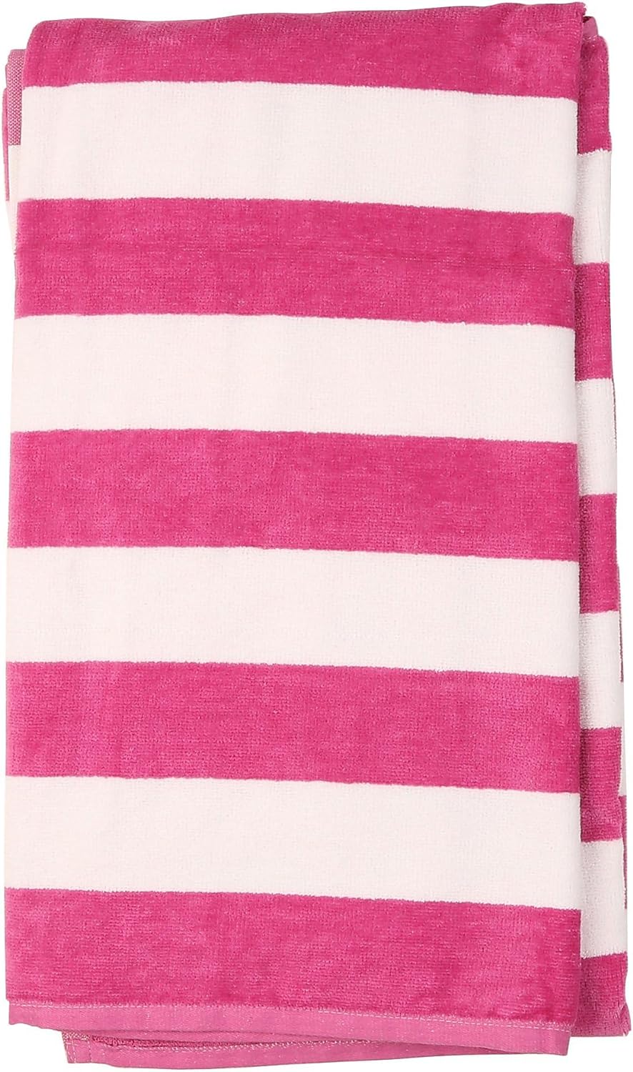 Tropical Cabana Fuchsia Stripe Beach Towel