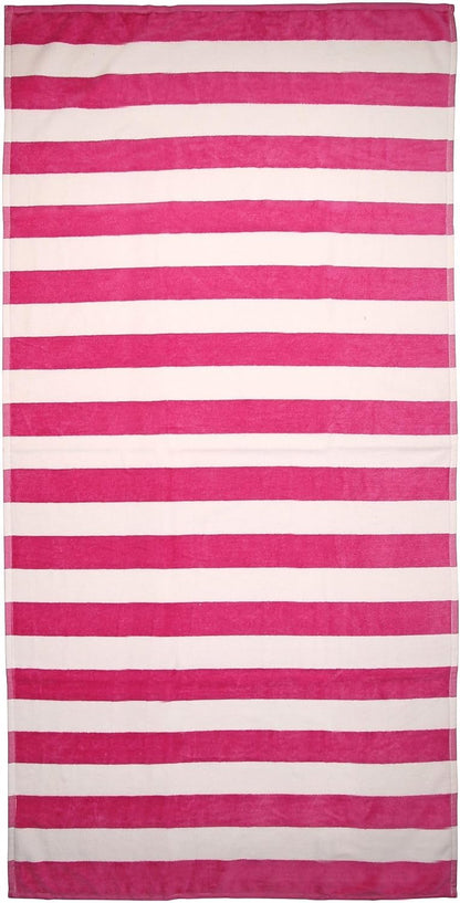 Tropical Cabana Fuchsia Stripe Beach Towel