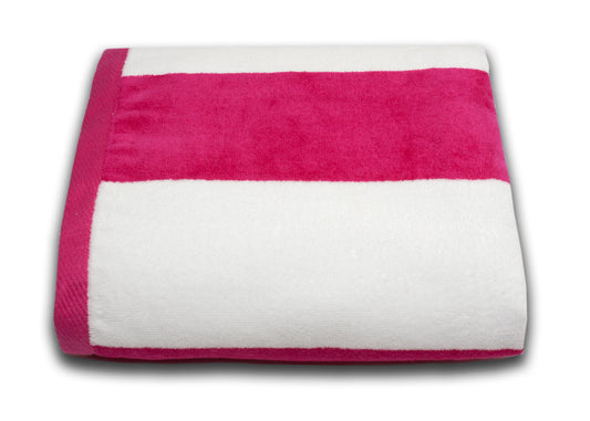 Tropical Cabana Fuchsia Stripe Beach Towel